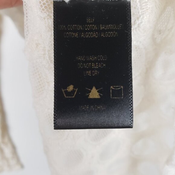 Sunday in Brooklyn Crochet Lace Top Long Sleeve Sheer Ivory Womens Size Small - Picture 5 of 5
